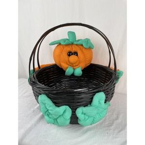 Vintage 1993 Joelson Industries Halloween Pumpkin Candy Basket Bucket Pail EUC
